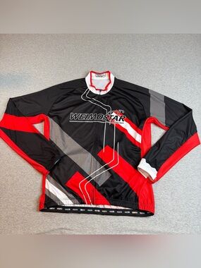 Weimostar Team USA Cycling Jersey Long Sleeve Men’s Large Full Zip Black Red